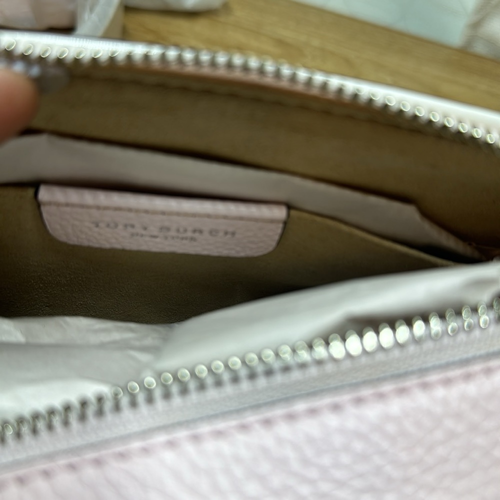 AUTH NWT Tory Burch Mini Miller Logo Smooth Leather CrossBody Bag-Pink Plie~NEW - Picture 4 of 7